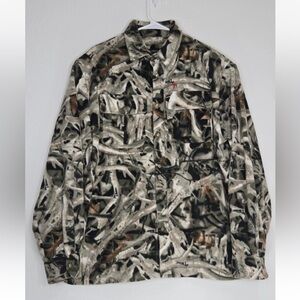 Gary Nesse Snap Button Down Fleece Sweater Camo Hunting Size L Mens
